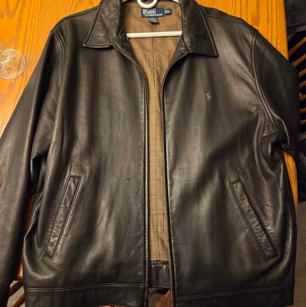 Polo by Ralph Lauren Large Brown Leather Jacket L - Picture 6 of 9